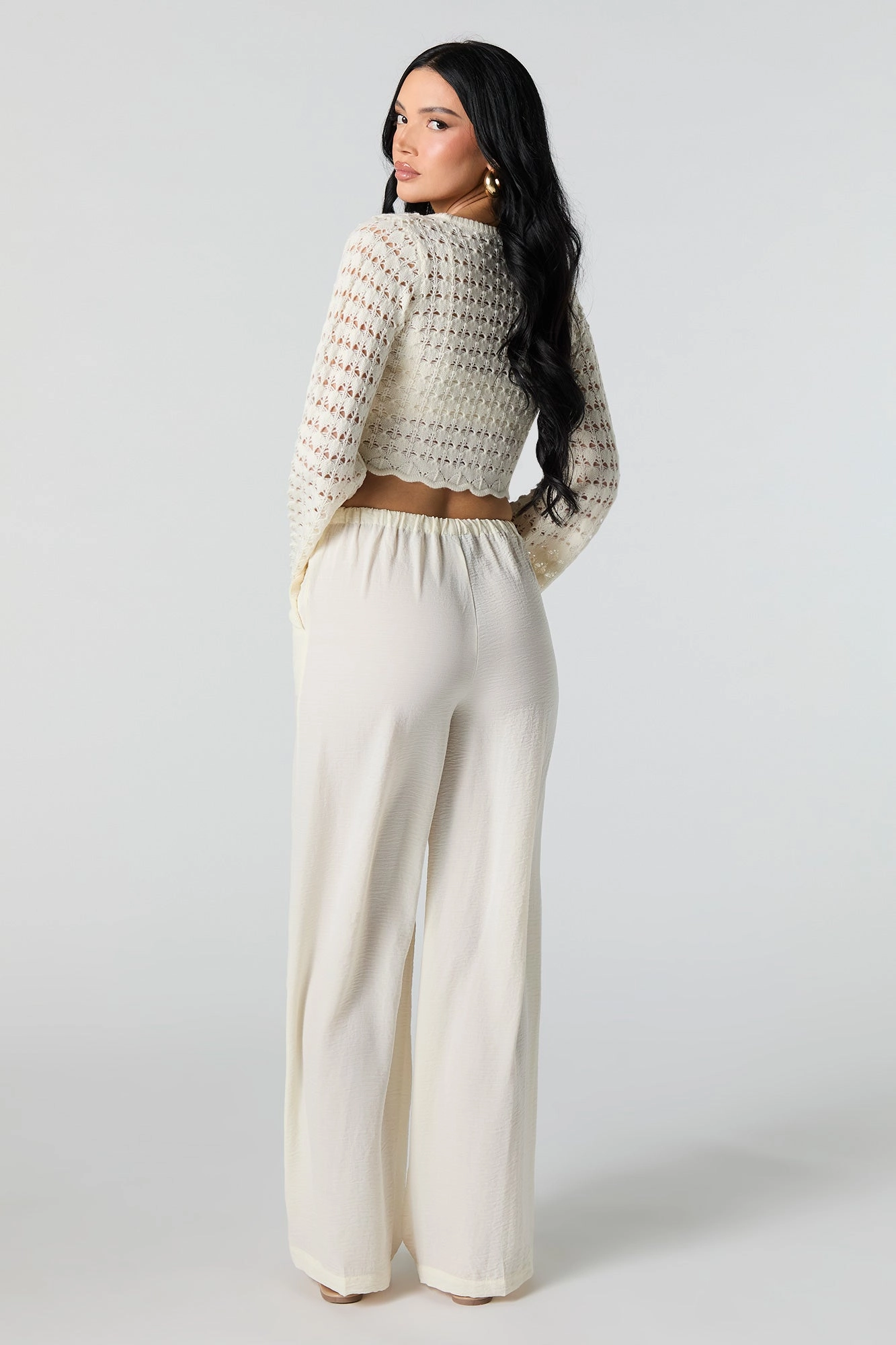 Pantalon à jambe large avec taille coulissante
