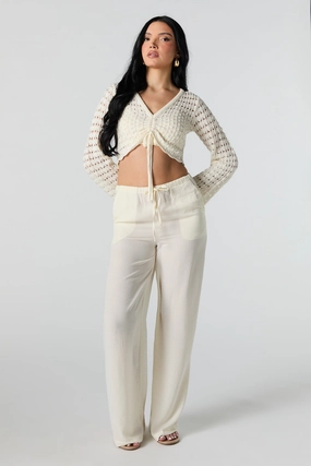 Pantalon à jambe large avec taille coulissante