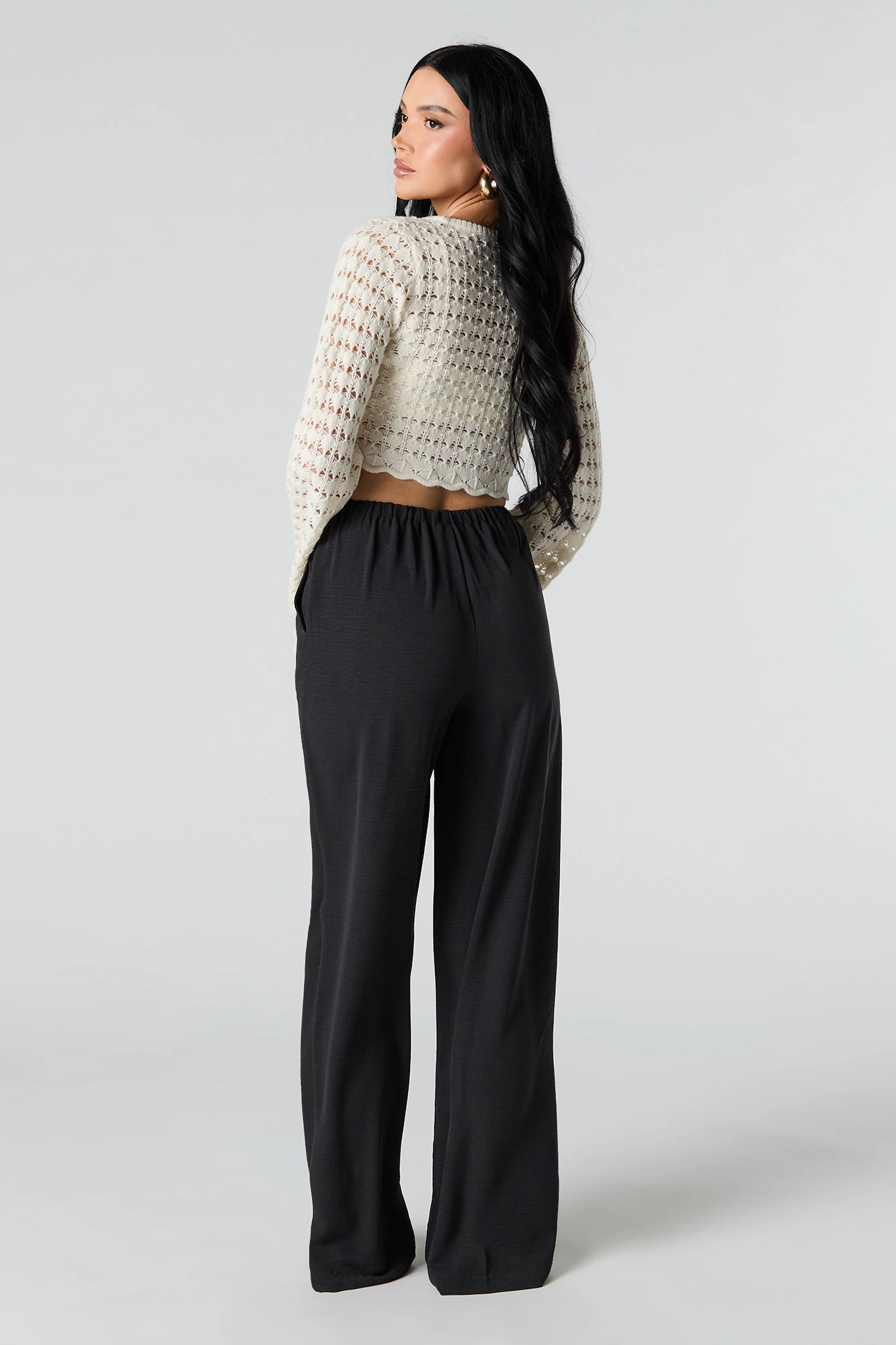 Pantalon à jambe large avec taille coulissante