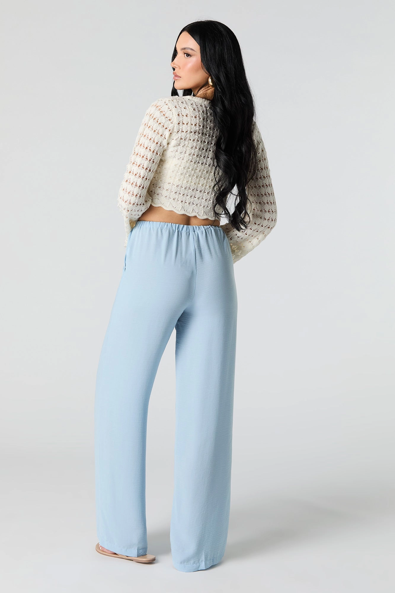 Pantalon à jambe large avec taille coulissante