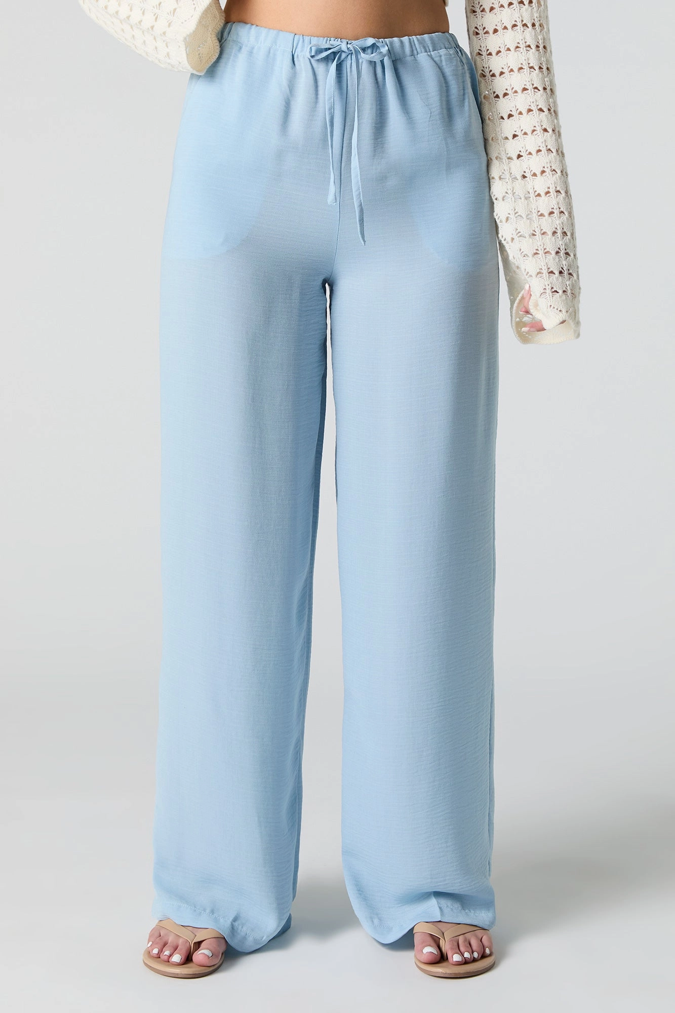Pantalon à jambe large avec taille coulissante