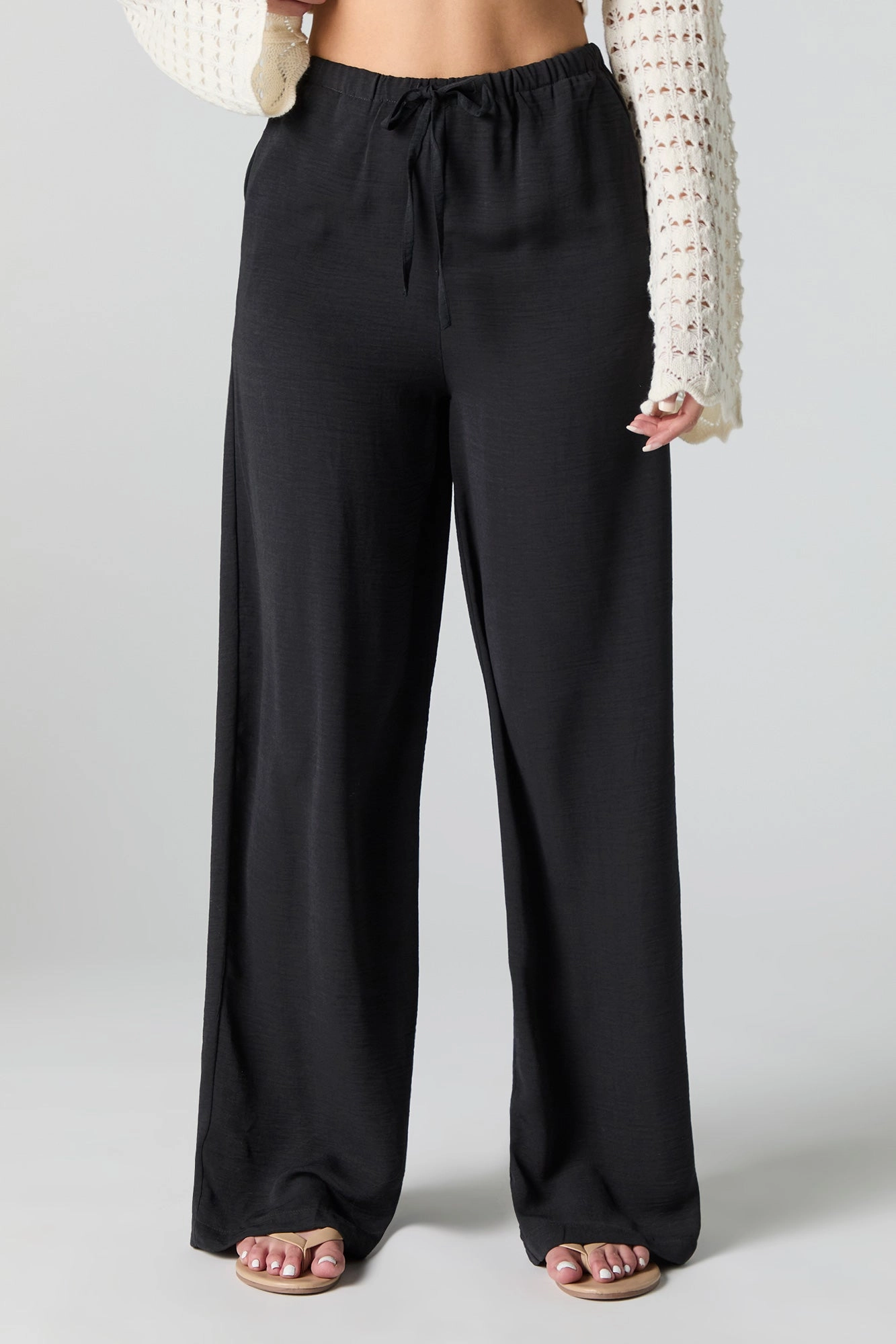 Pantalon à jambe large avec taille coulissante