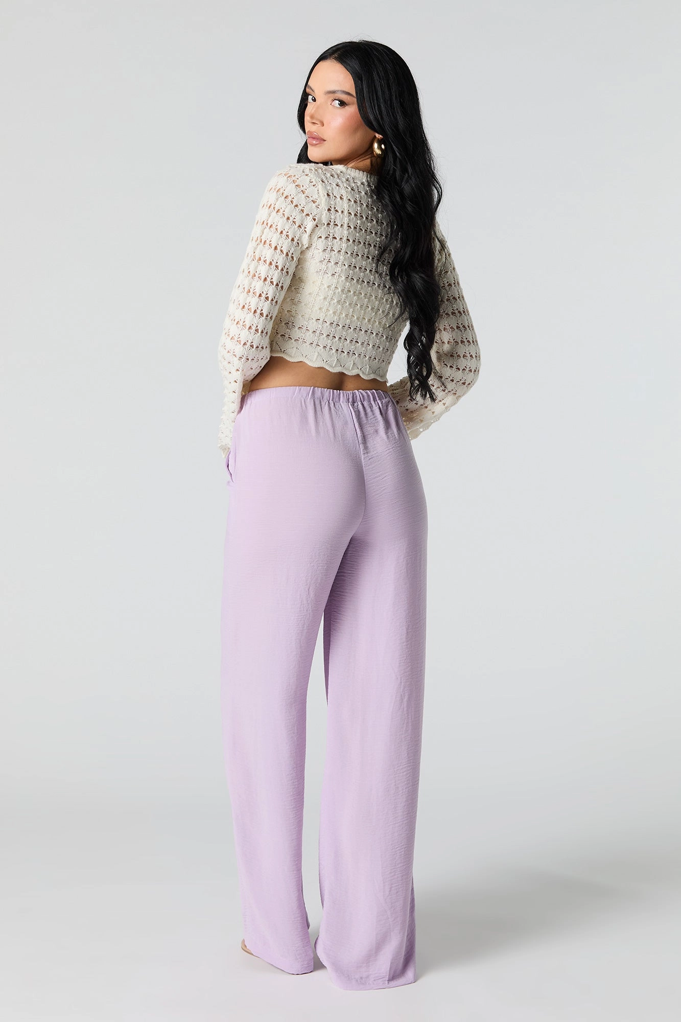 Pantalon à jambe large avec taille coulissante