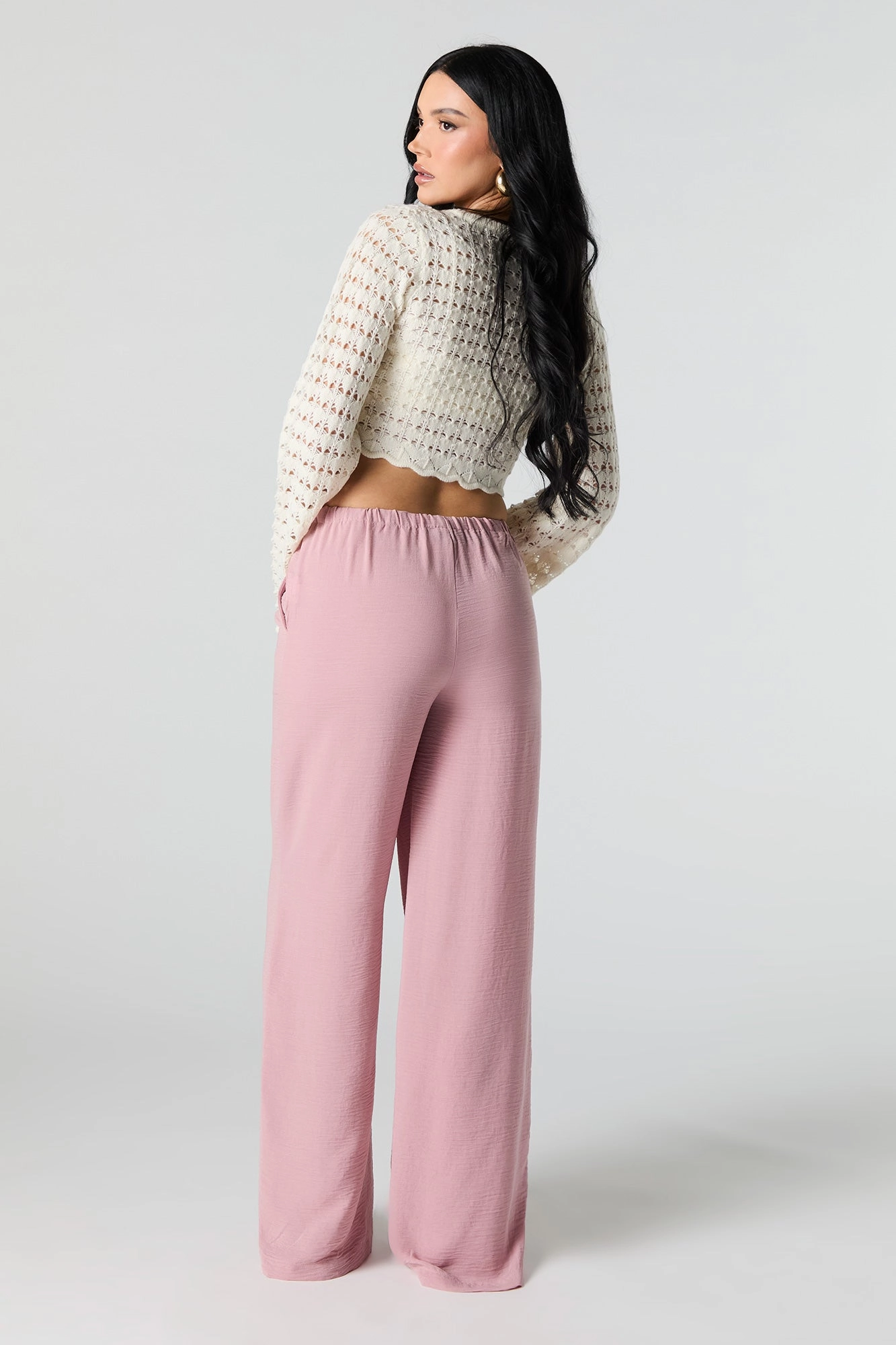 Pantalon à jambe large avec taille coulissante
