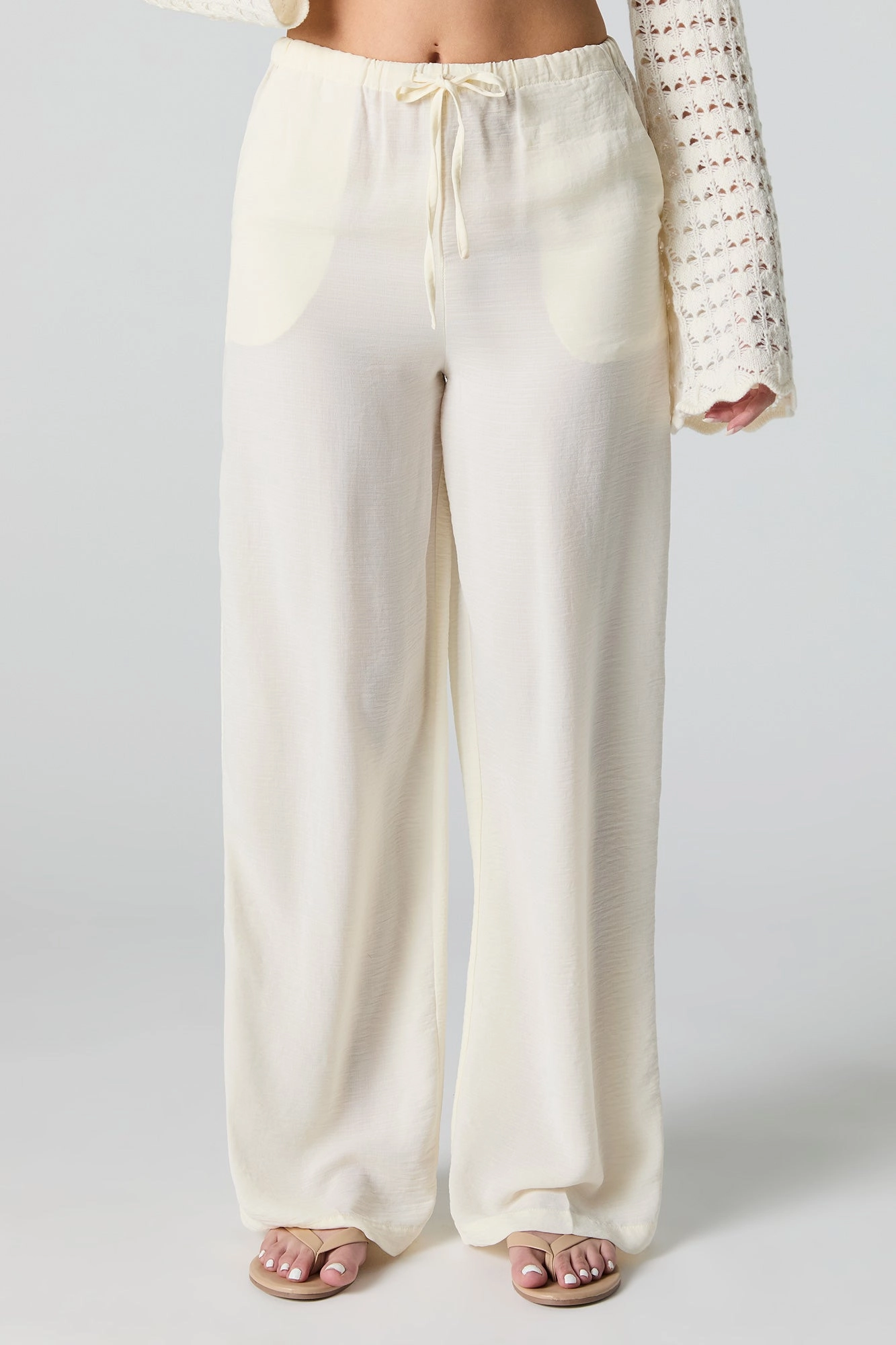 Pantalon à jambe large avec taille coulissante