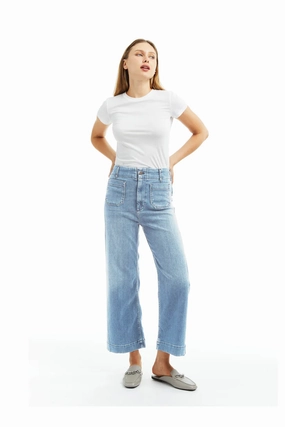 Patch Pocket Wide Leg - Light Indigo