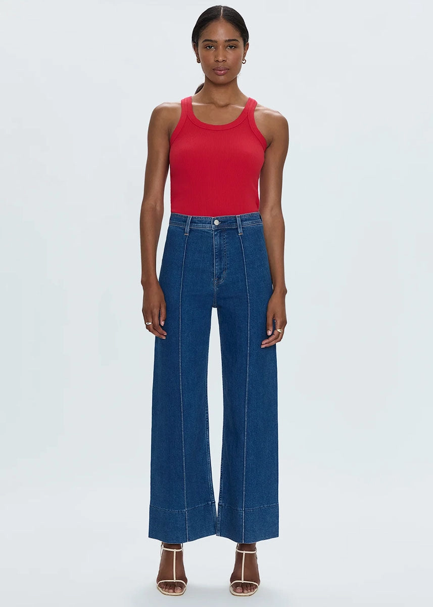 Penny Pintuck High-Rise Wide Leg - Country Club
