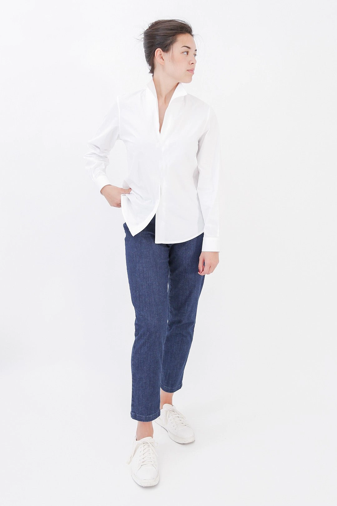 Perth Side-Zip Pull On Pant in Organic Italian Denim Stretch