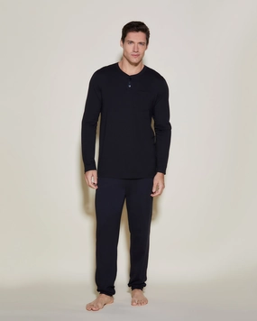 Pigiama Da Uomo Con Top Henley E Pantaloni  Jogger