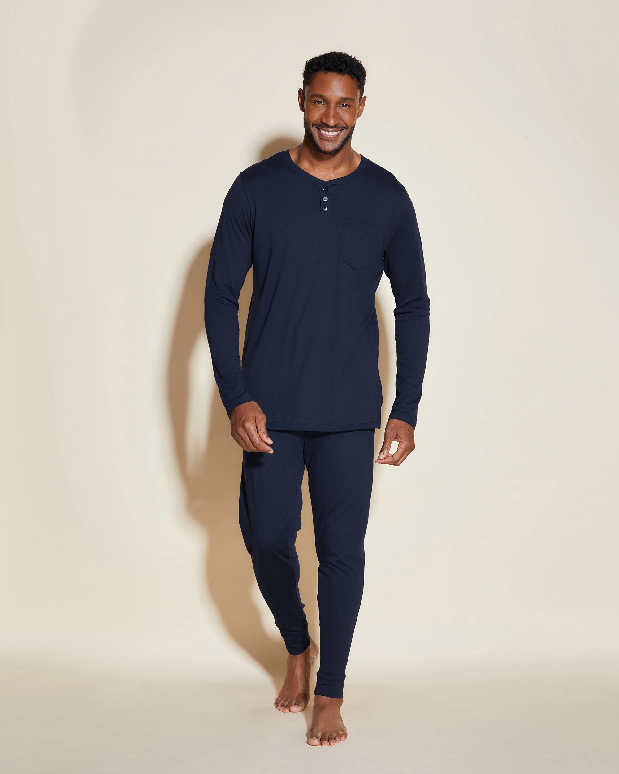Pigiama Da Uomo Con Top Henley E Pantaloni  Jogger