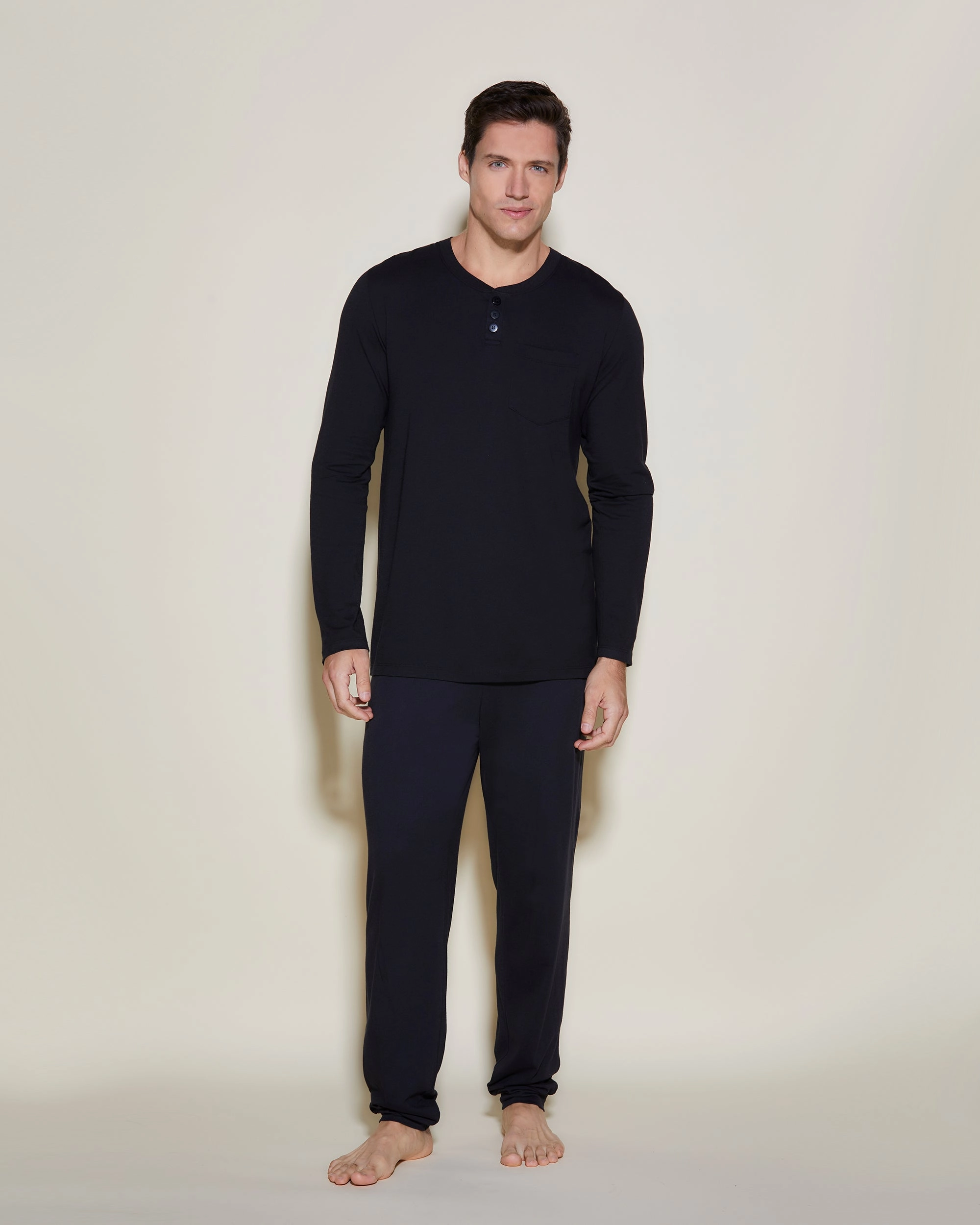 Pigiama Da Uomo Con Top Henley E Pantaloni  Jogger