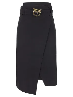 Pinko Logo Plaque Belted Midi Skirt