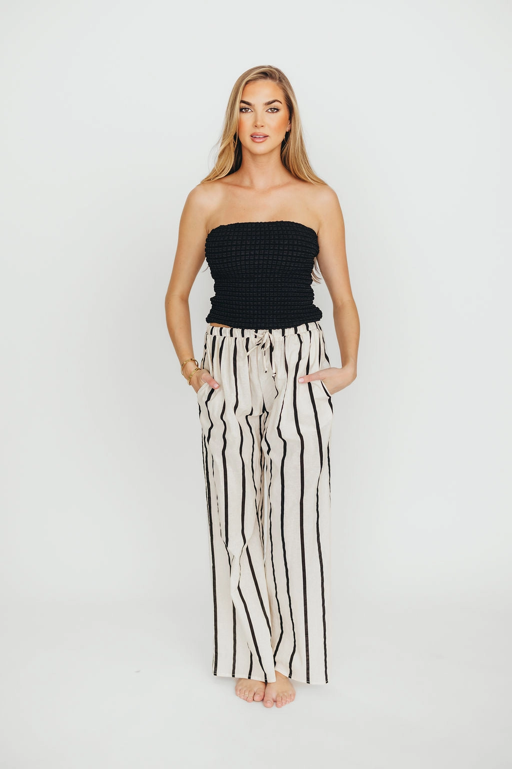 Poppy Textured Tube Top in Black