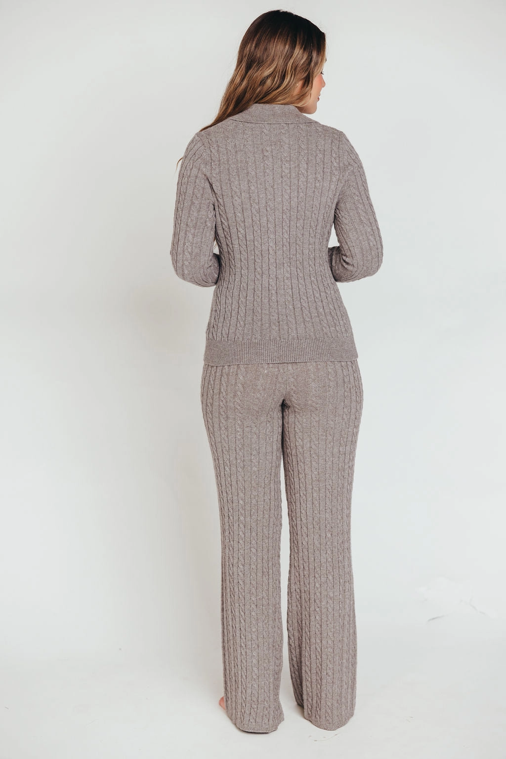 Premium Willow Cable Knit Pants in Greige