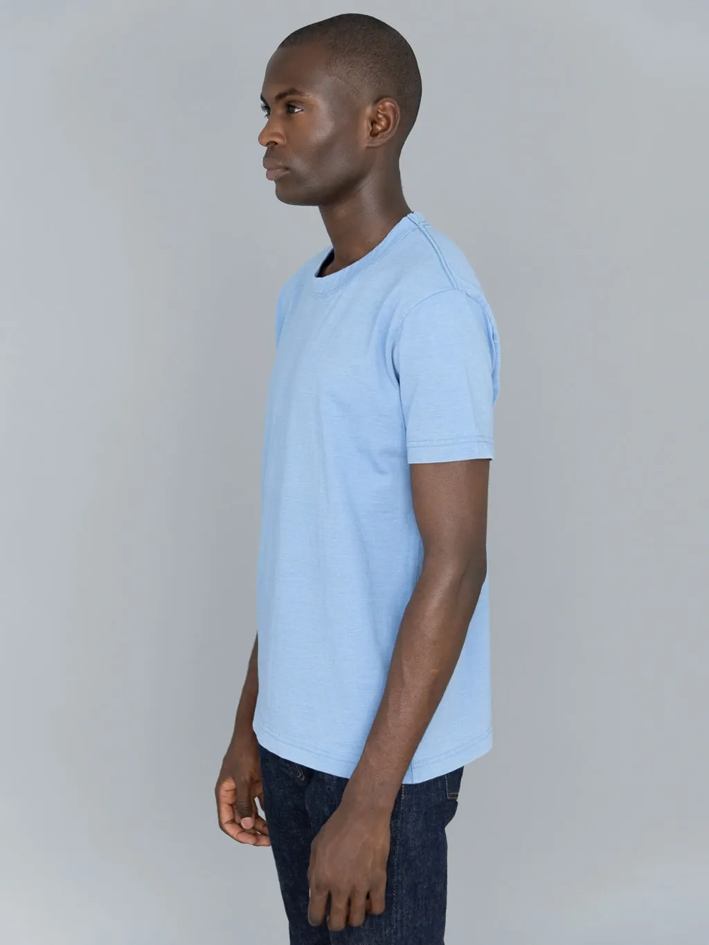Pure Blue Japan SS5011-P Pale Indigo Dyed Crewneck T-Shirt