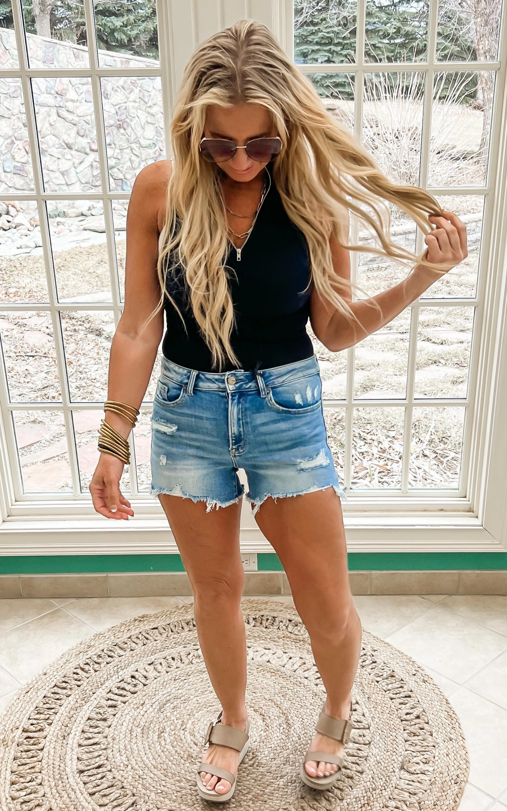 Reversible Zip Up Ribbed Mock Neck Tank - Final Sale