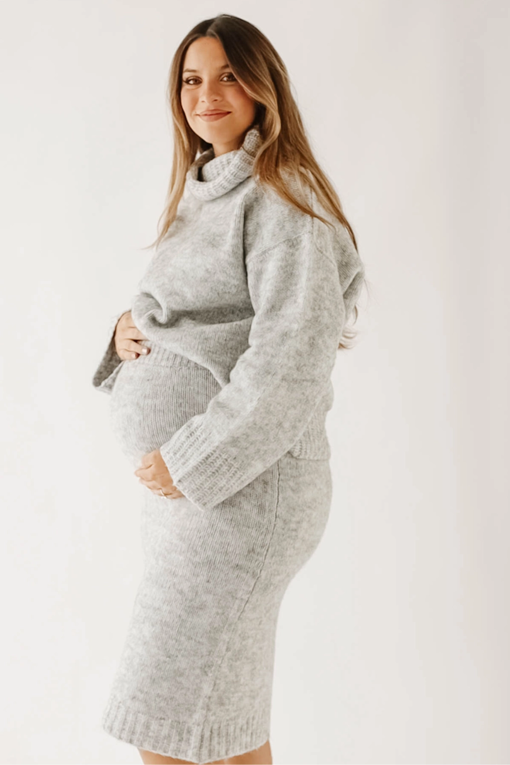 Robyn Knit Skirt in Heather Grey - Bump Friendly