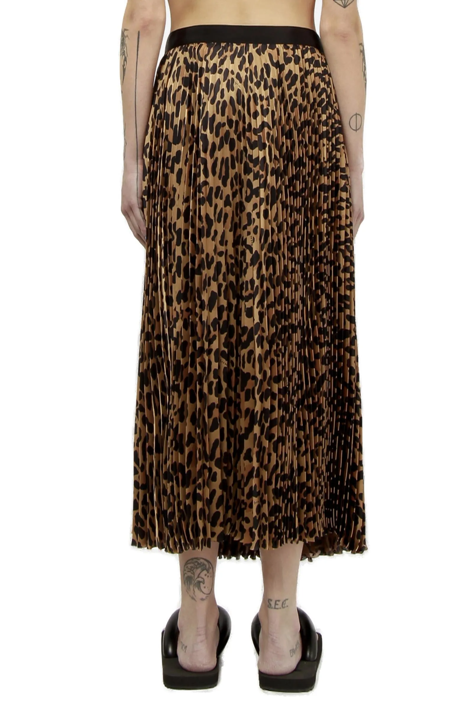 Sacai Belted Fully Pleated Midi Skirt