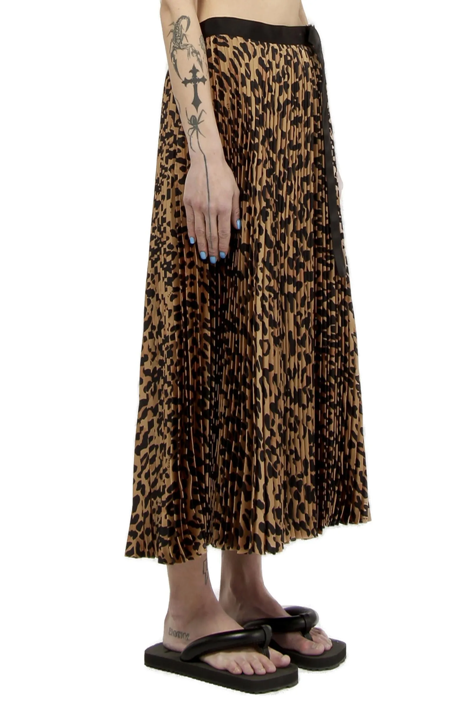 Sacai Belted Fully Pleated Midi Skirt