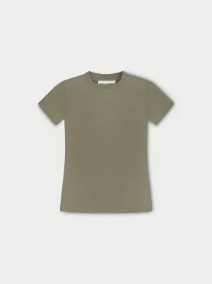 SCULPTING STRETCH EMBLEM BABY TEE - KHAKI