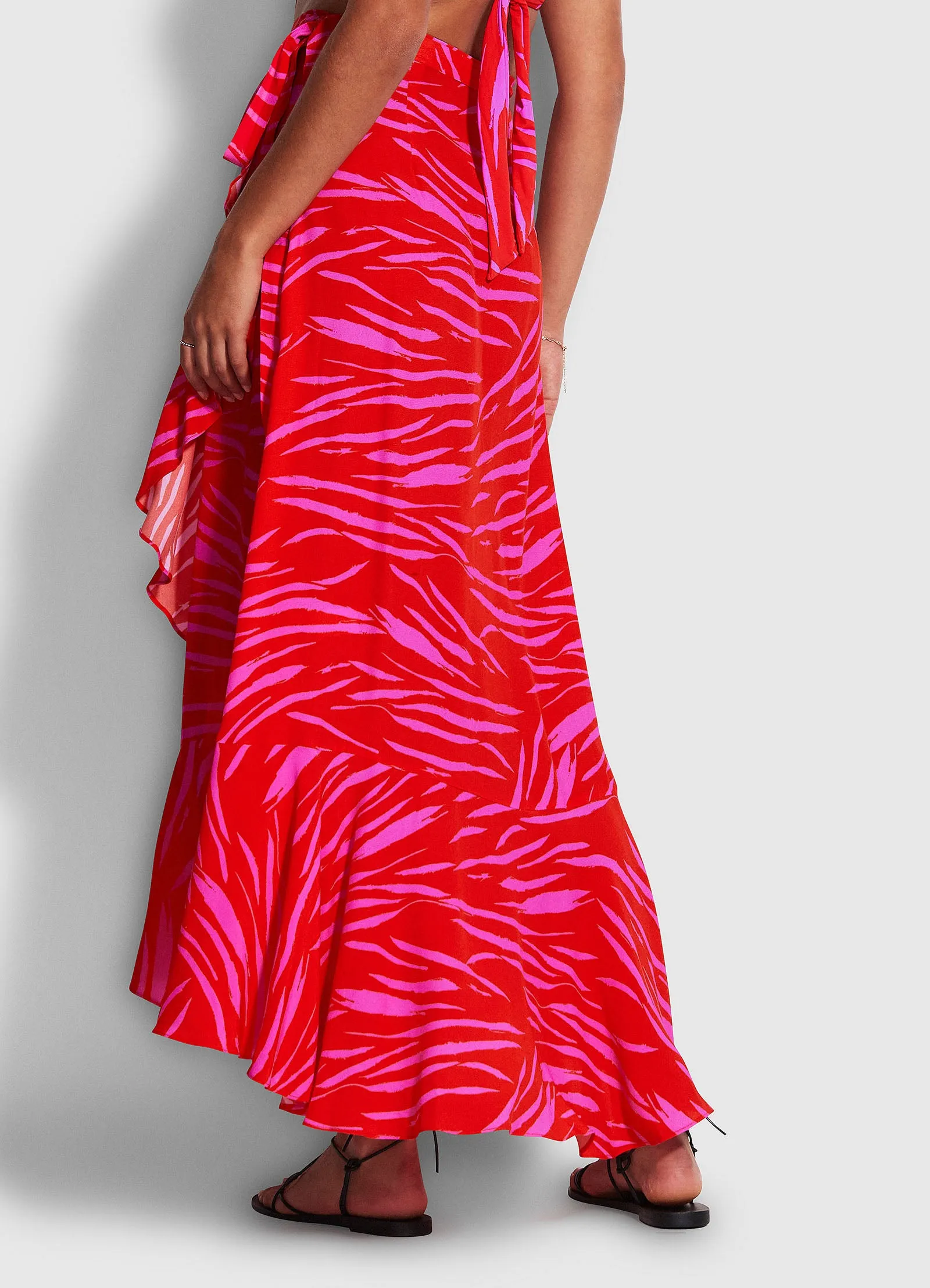 Skin Deep Wrap Skirt  - Mandarin Red