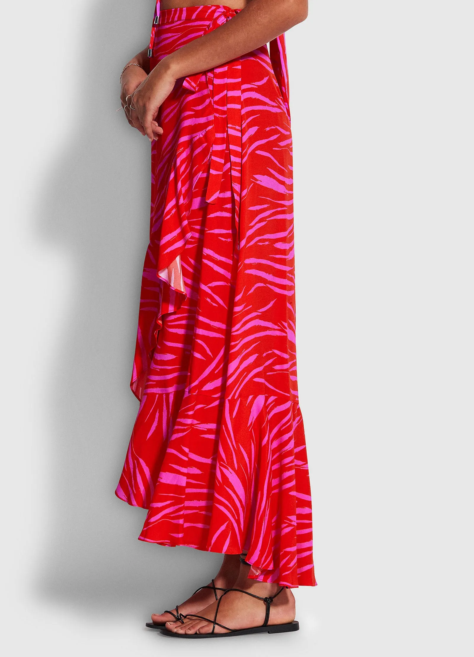 Skin Deep Wrap Skirt  - Mandarin Red