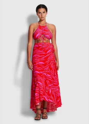 Skin Deep Wrap Skirt  - Mandarin Red