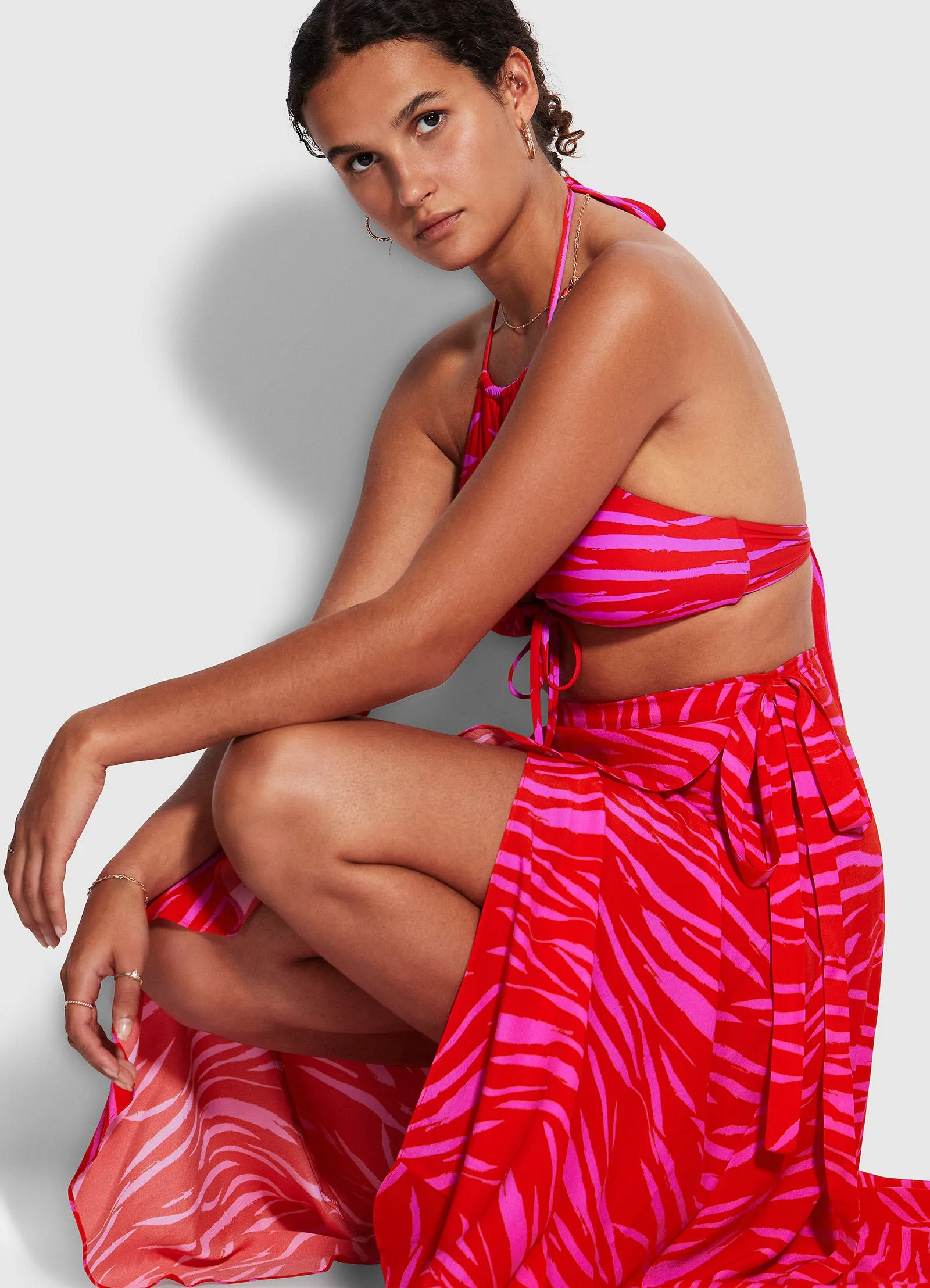 Skin Deep Wrap Skirt  - Mandarin Red