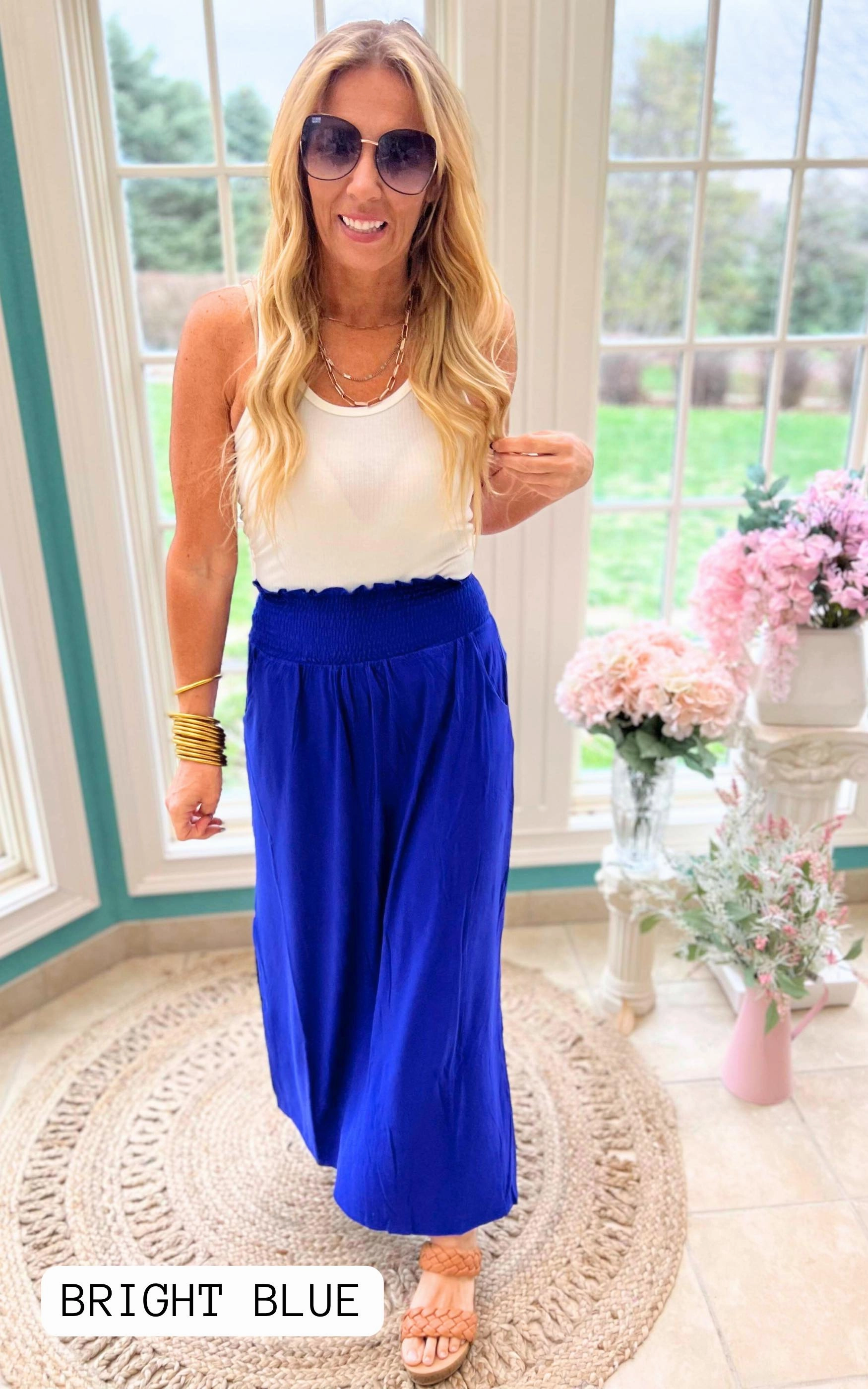 Smocked Waist Side Slit Maxi Skirt w/ Pockets Part 1 | FINAL SALE