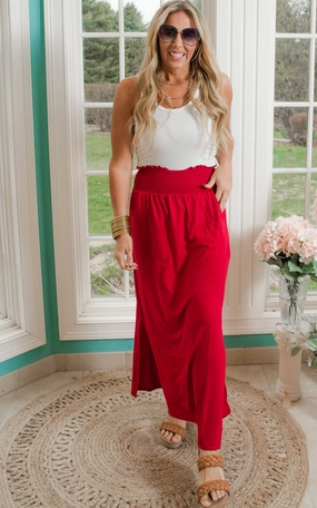 Smocked Waist Side Slit Maxi Skirt w/ Pockets Part 1 | FINAL SALE