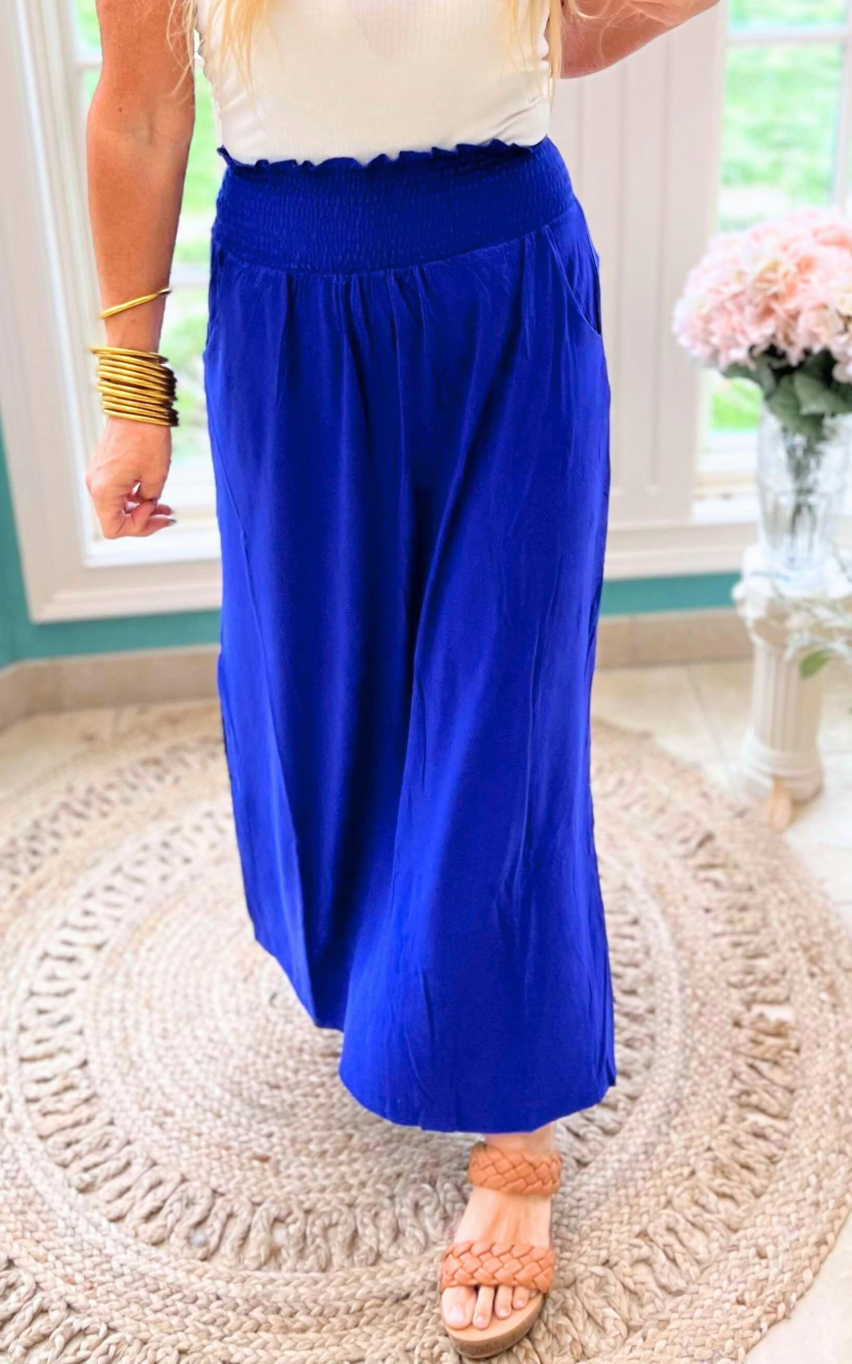Smocked Waist Side Slit Maxi Skirt w/ Pockets Part 1 | FINAL SALE