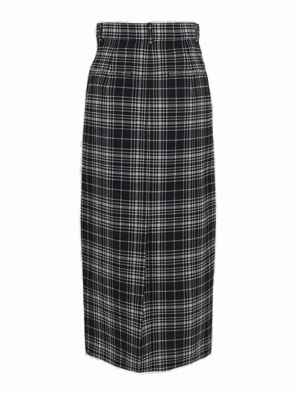 Sportmax Check Pattern Zipped Midi Skirt
