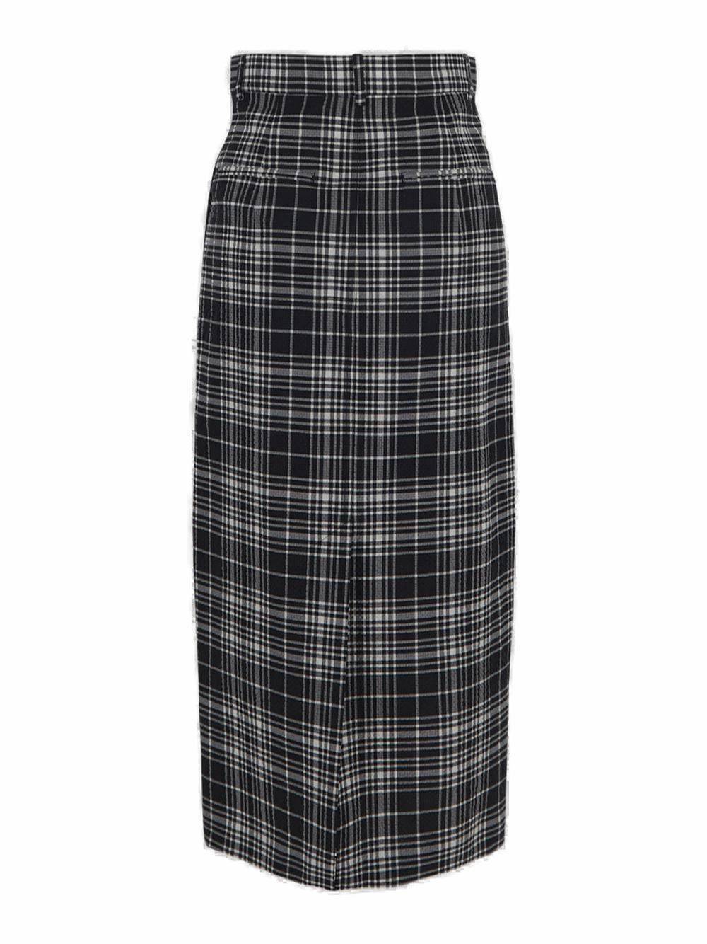 Sportmax Check Pattern Zipped Midi Skirt