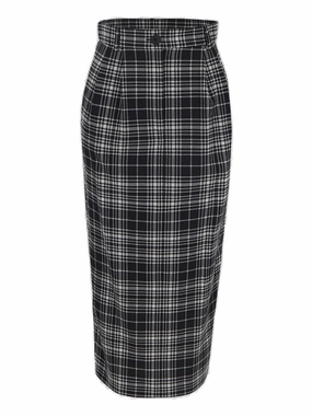Sportmax Check Pattern Zipped Midi Skirt