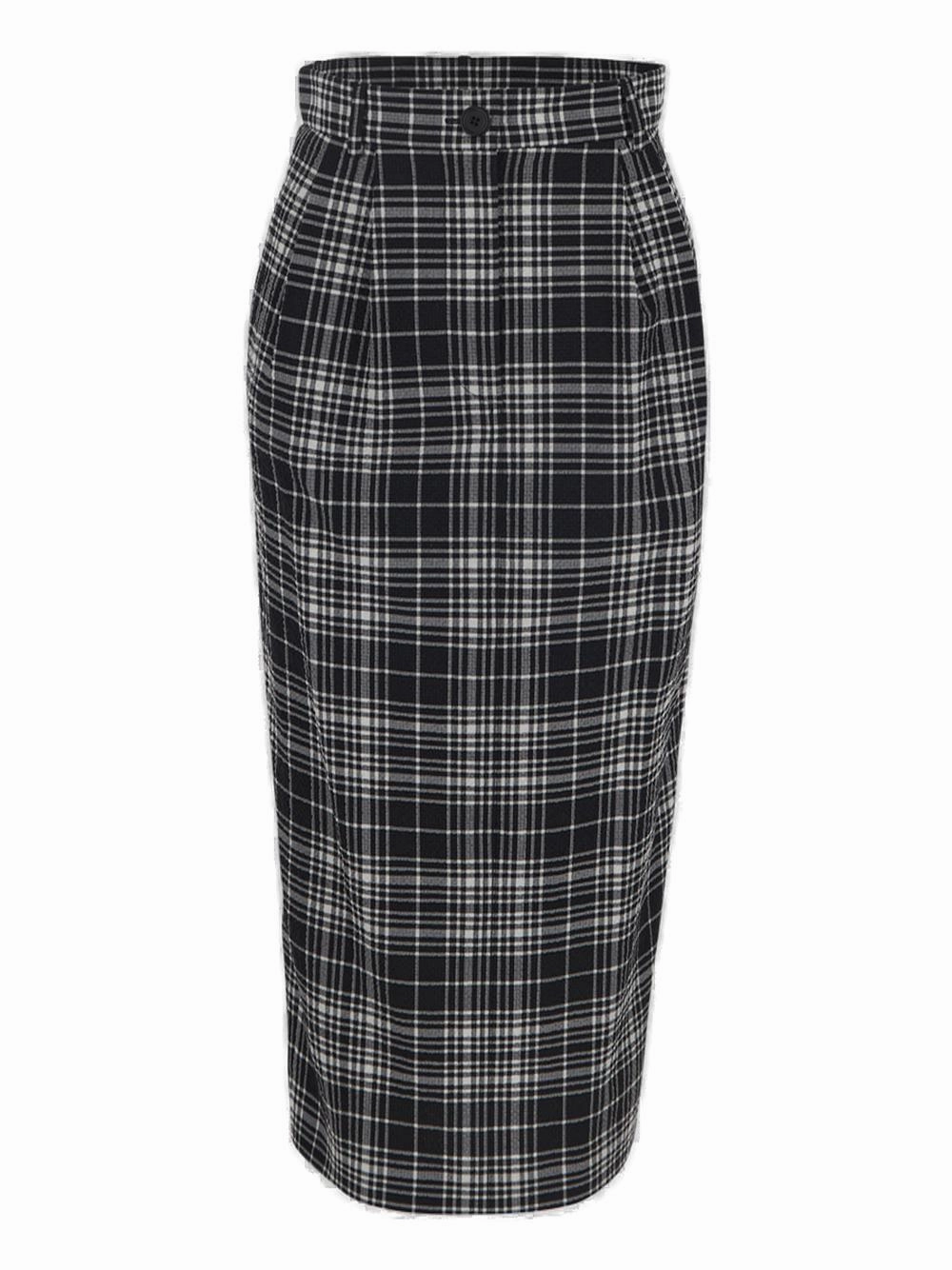 Sportmax Check Pattern Zipped Midi Skirt