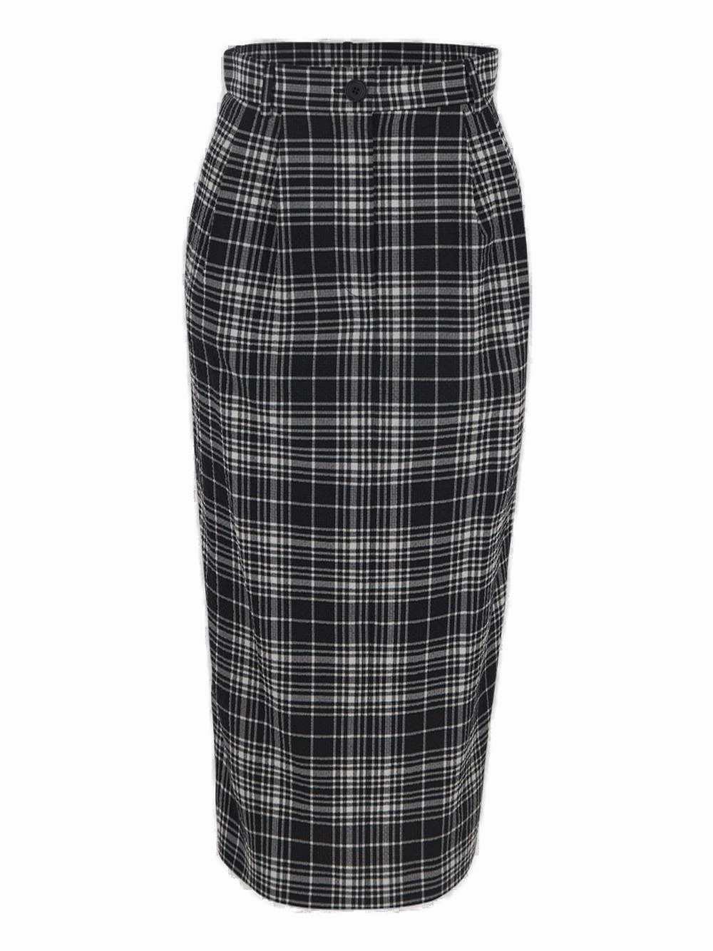 Sportmax Check Pattern Zipped Midi Skirt
