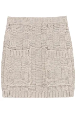 Staud Basket-Weave Knit Mini Skirt