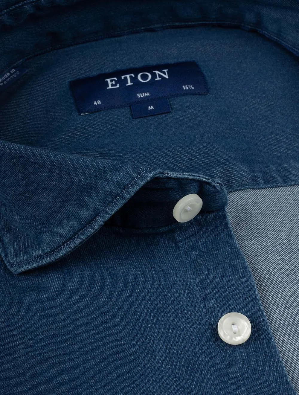 Stretch Denim Slim Fit Shirt Navy