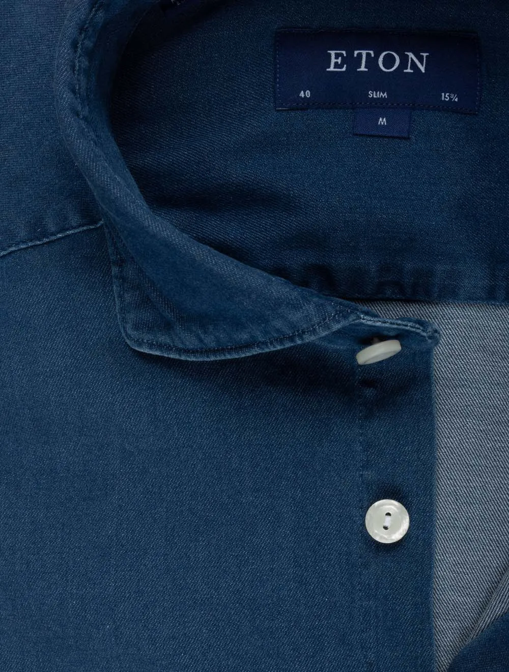 Stretch Denim Slim Fit Shirt Navy