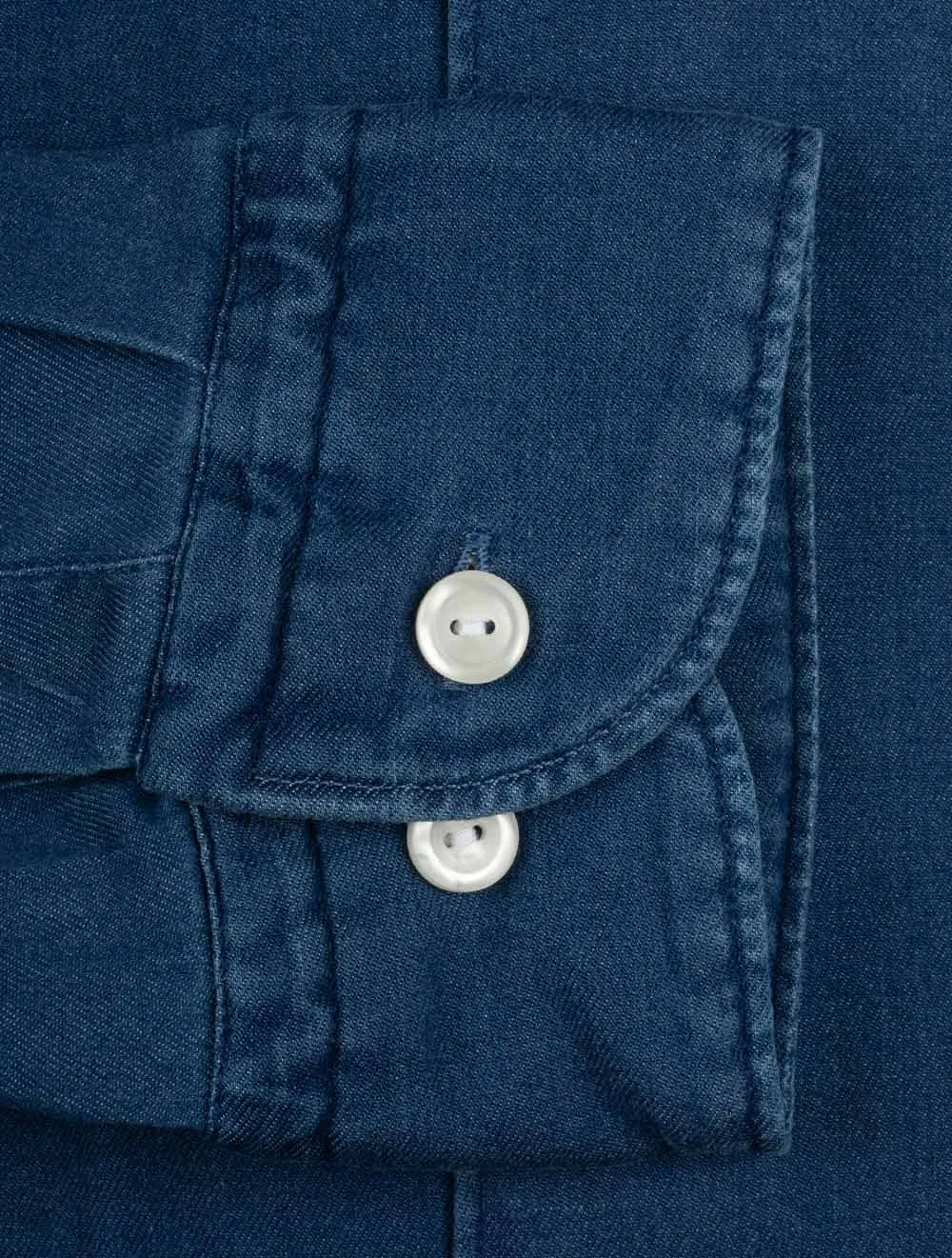 Stretch Denim Slim Fit Shirt Navy