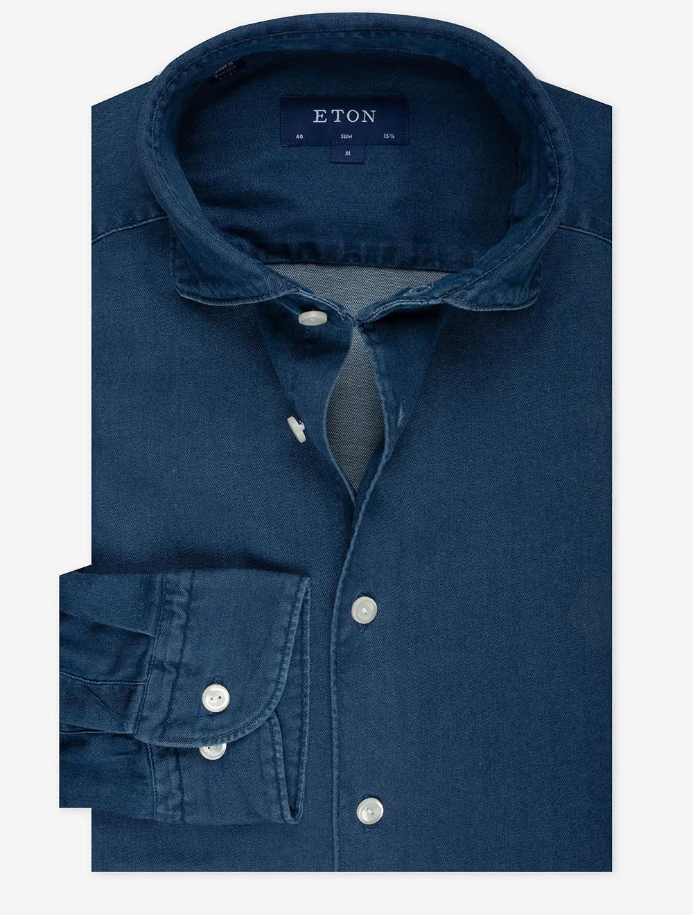 Stretch Denim Slim Fit Shirt Navy