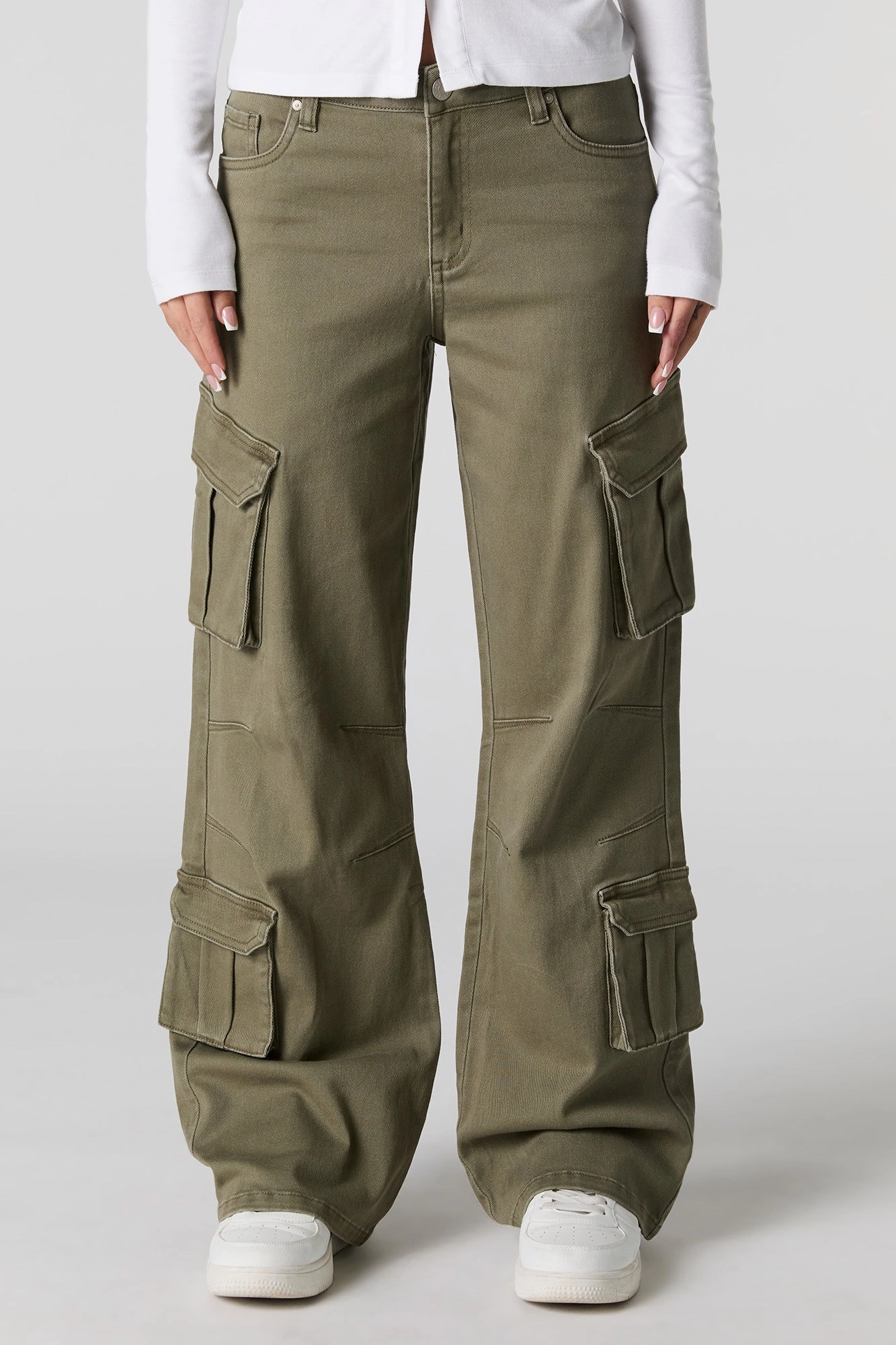 Stretch Denim Straight Leg Cargo Jean