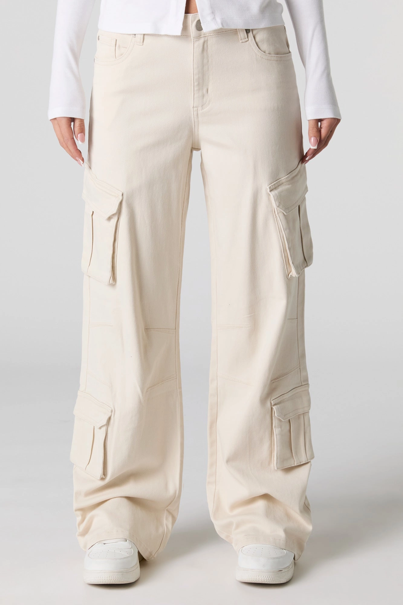 Stretch Denim Straight Leg Cargo Jean