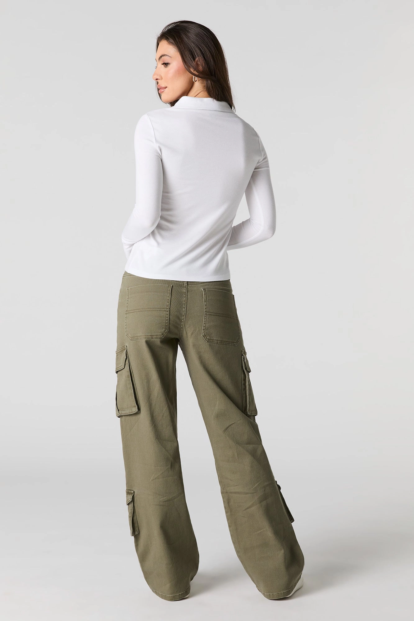 Stretch Denim Straight Leg Cargo Jean