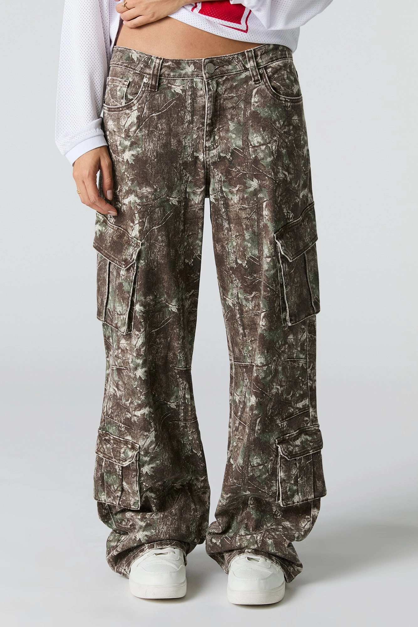 Stretch Denim Straight Leg Cargo Jean