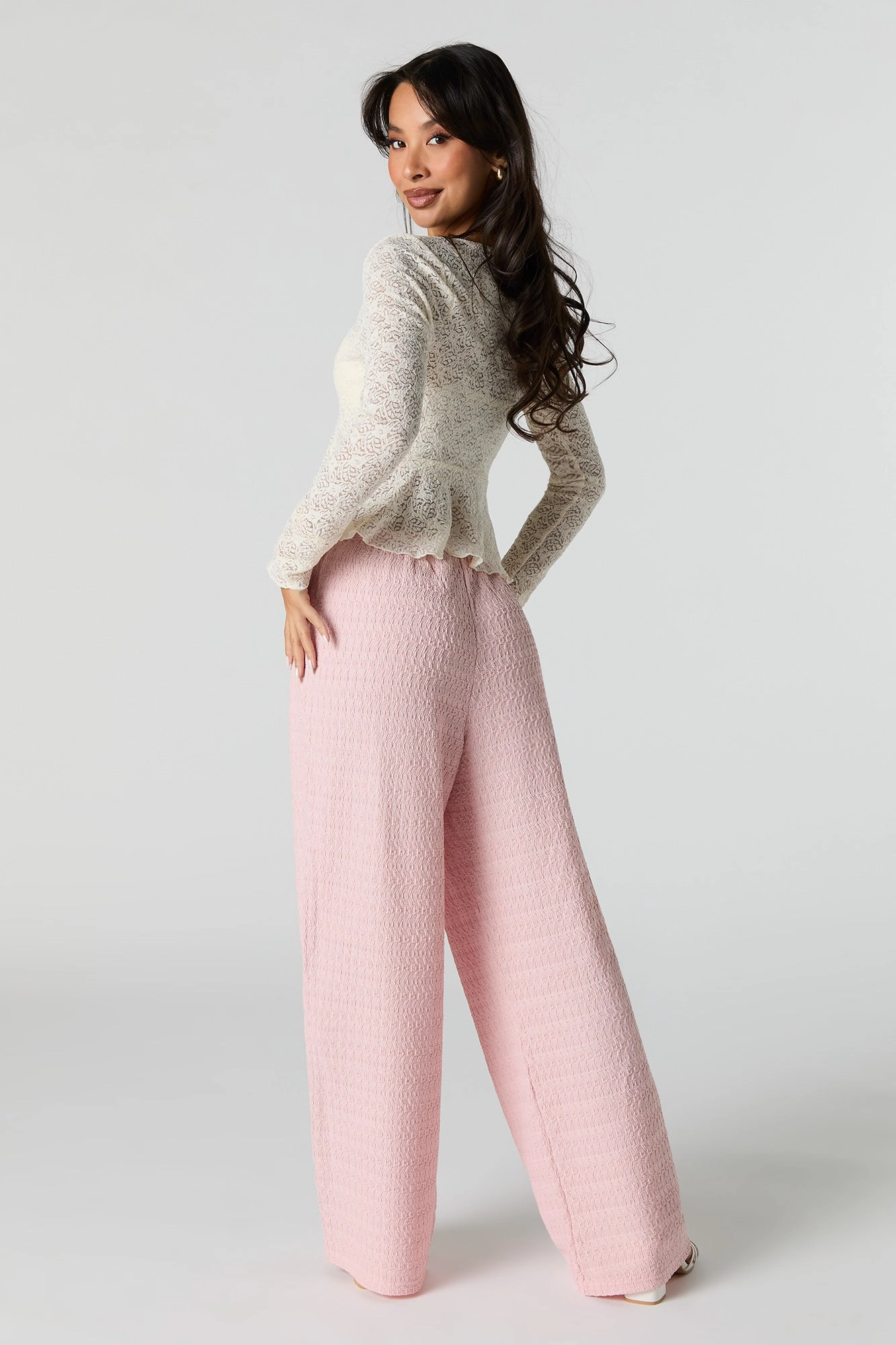 Textured Knit Wide Leg Pant