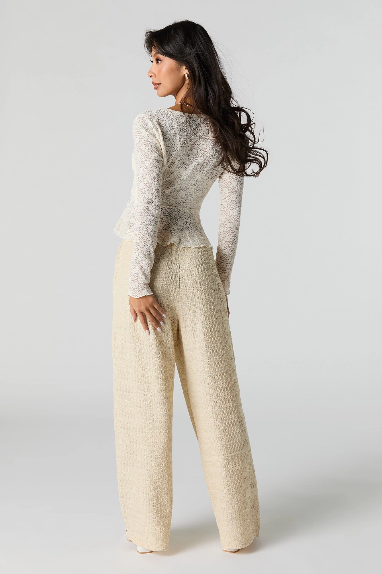 Textured Knit Wide Leg Pant