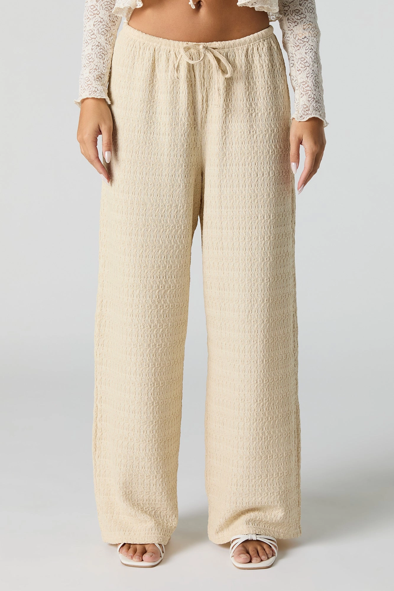Textured Knit Wide Leg Pant