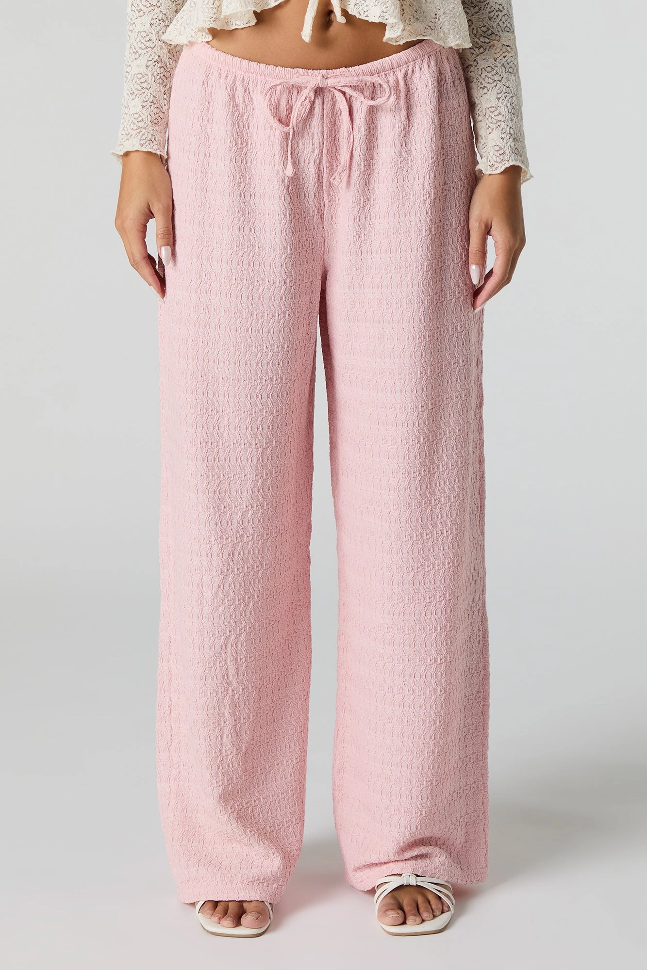 Textured Knit Wide Leg Pant
