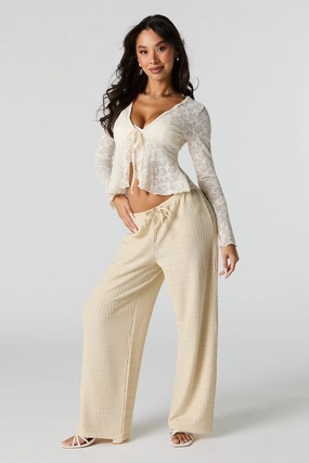 Textured Knit Wide Leg Pant